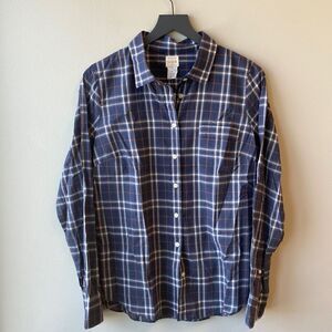 J. Crew Factory the perfect shirt button down plaid navy NWT medium cotton